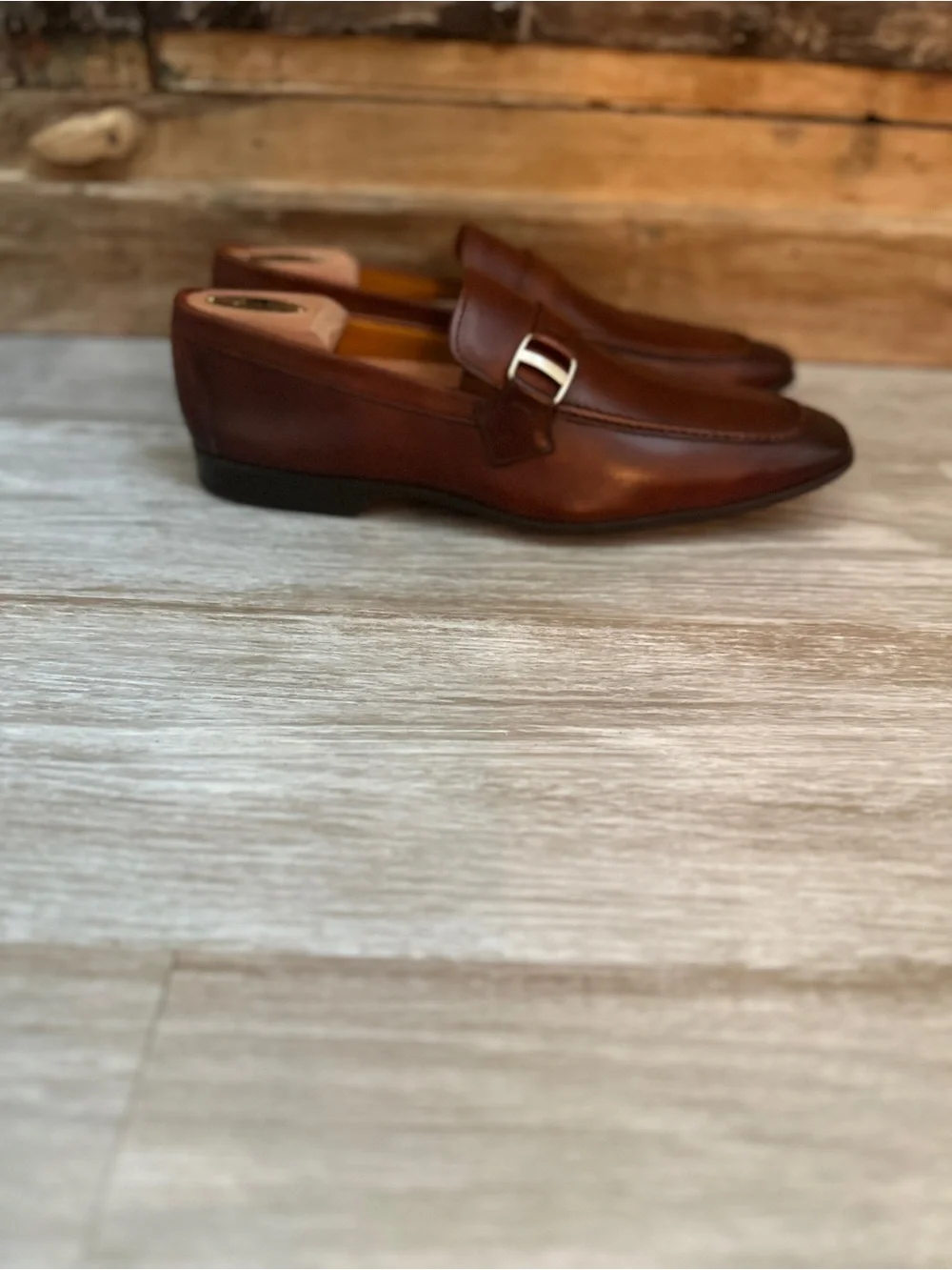 Magnanni Mens Brown Moc Toe Slip-On Casual Loafer Shoes Size 9.5M New Without Bo